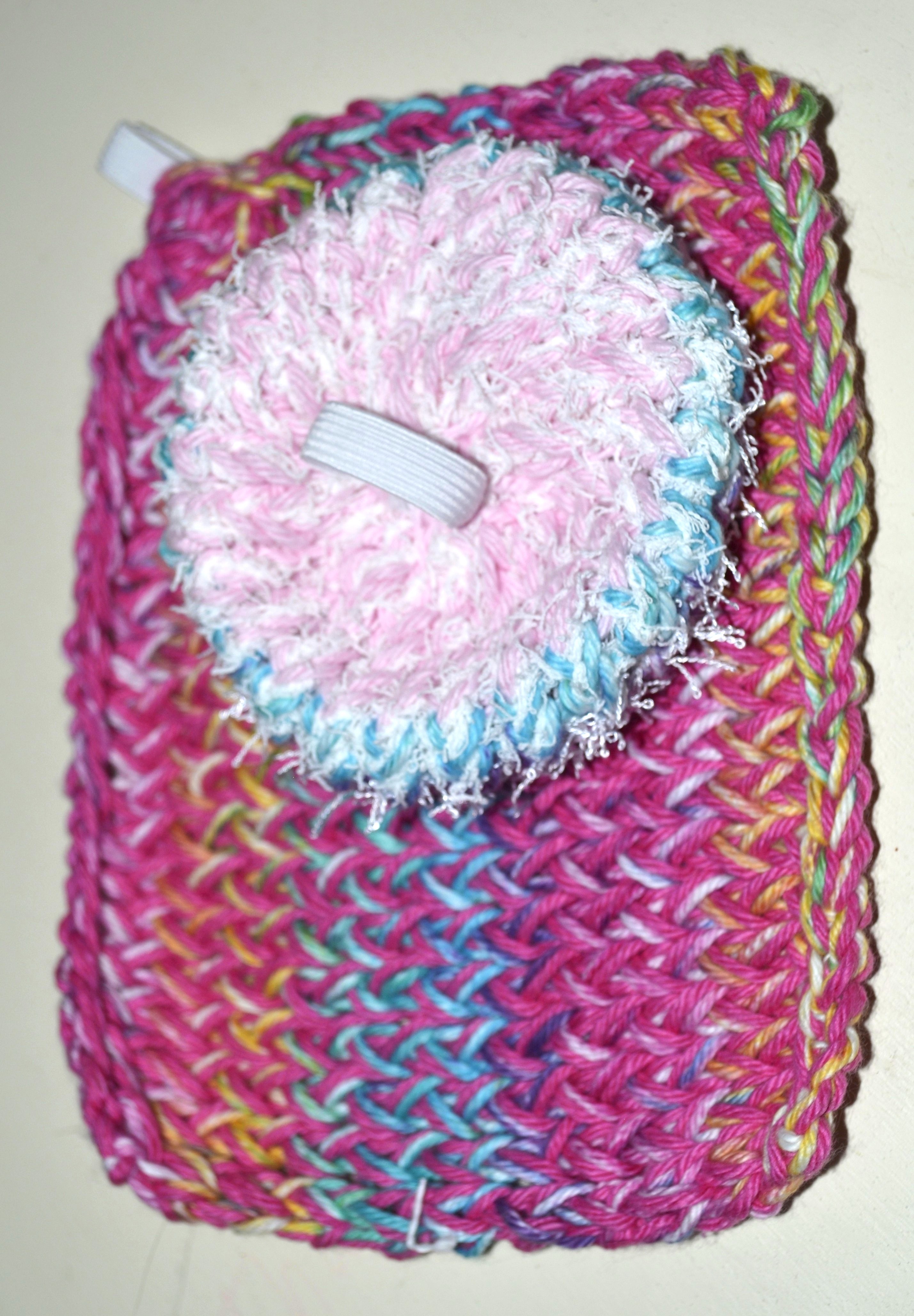 Bright Pink colored Dish Cloth and Scrubbie Set